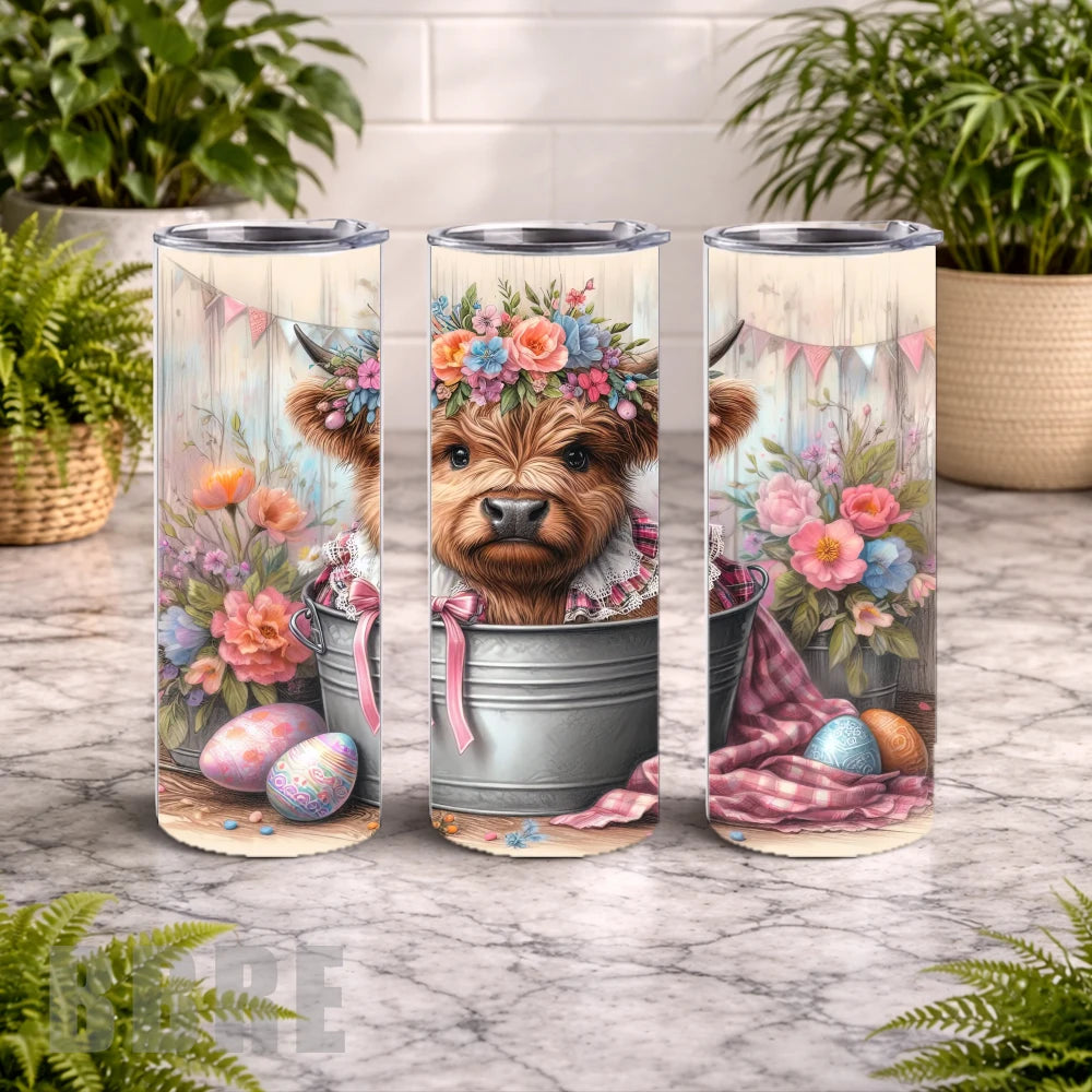 Floral Highland Cow 9 20 OZ Wrap Mockup