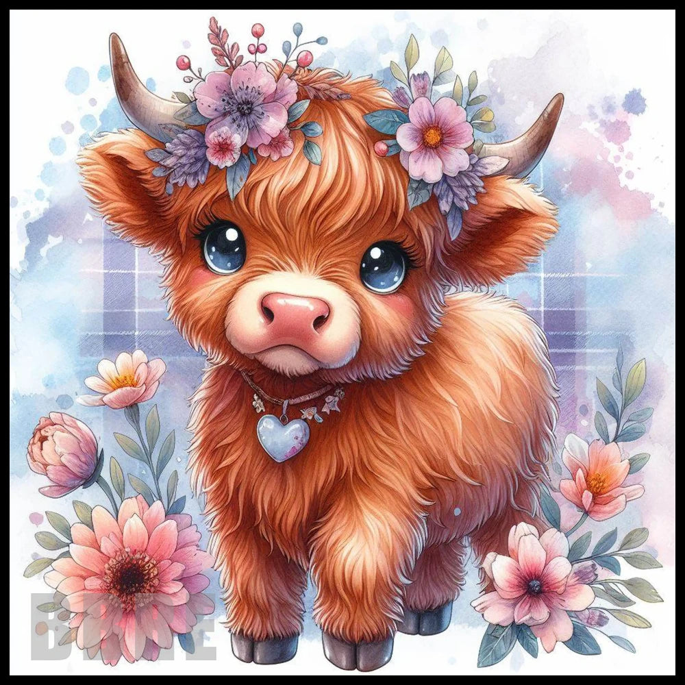 Floral Highland Cow 12 20 OZ Sublimation Wrap