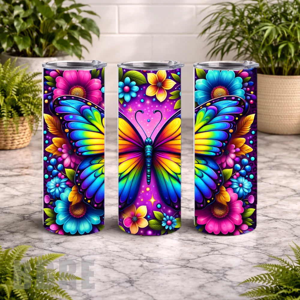 Colorful Butterfly 6 20 OZ Wrap Mockup