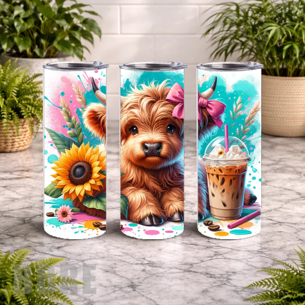 Cute Highland Cow 6 20 OZ Wrap Mockup