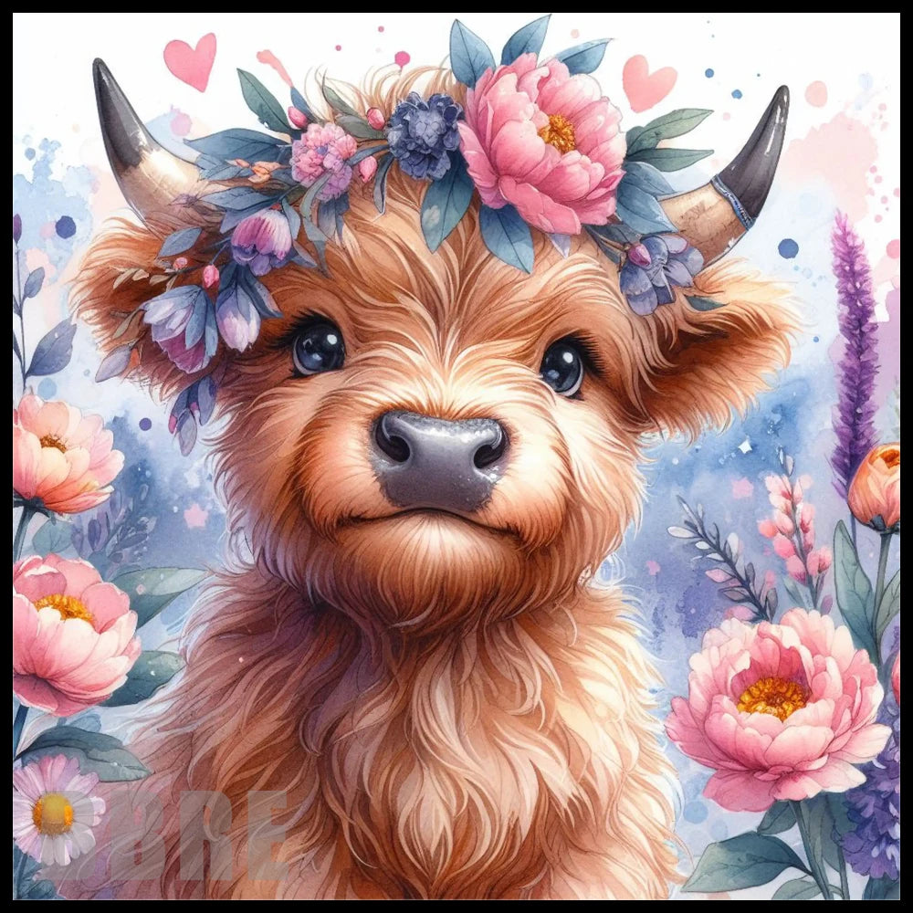 Floral Highland Cow 14 20 OZ Sublimation Wrap