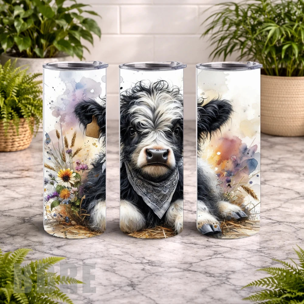 Cow Portrait 20 OZ Wrap Mockup