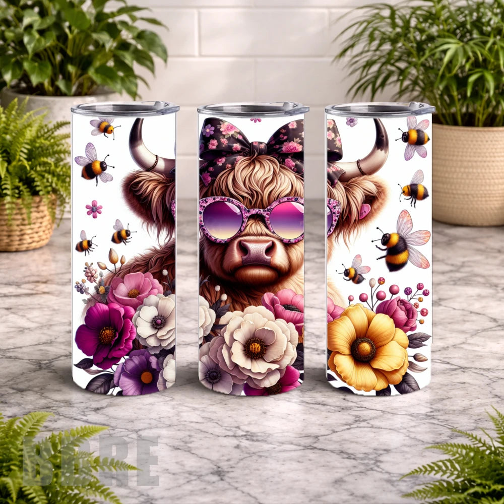 Floral Cow 7 20 OZ Wrap Mockup