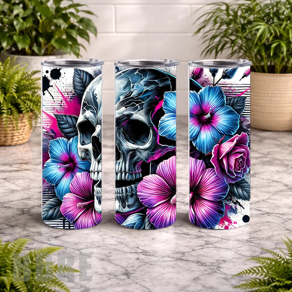 Floral Skull 48 20 OZ Wrap Mockup