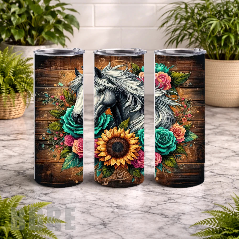 Floral Horse 16 20 OZ Wrap Mockup