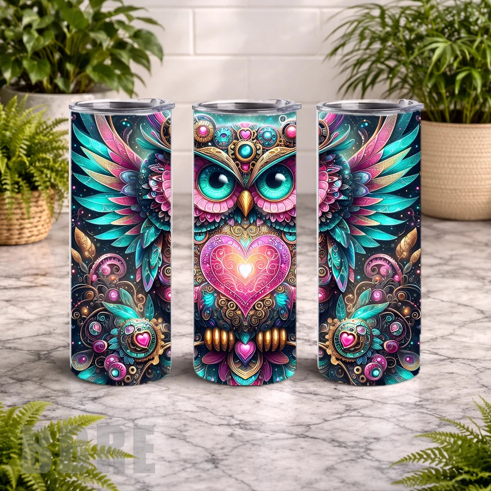 Colorful Owl 3 20 OZ Wrap Mockup