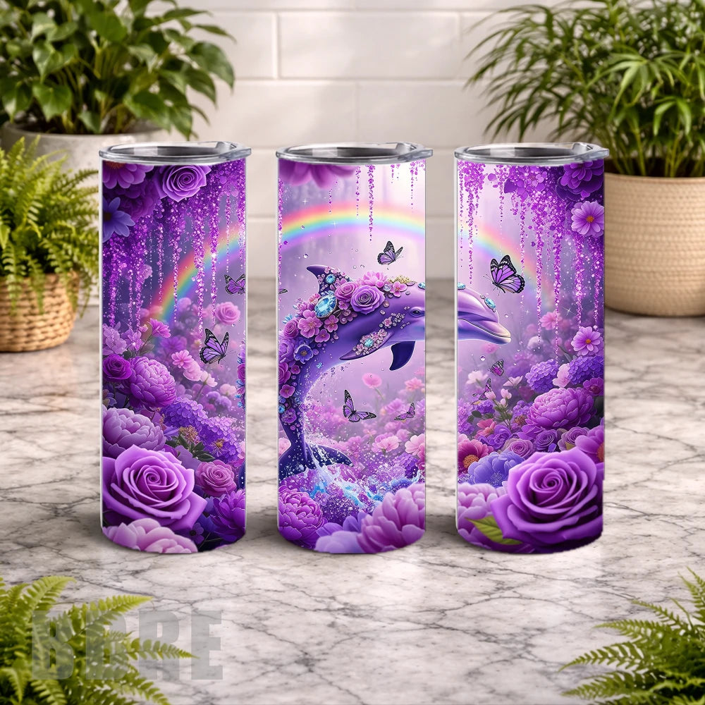 Floral Dolphin 20 OZ Wrap Mockup