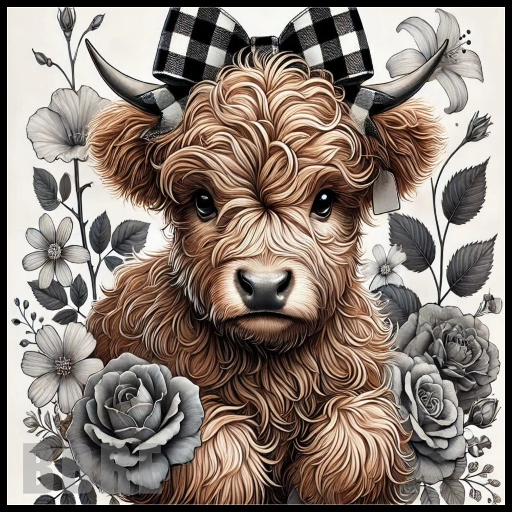 Floral Highland Cow 15 20 OZ Sublimation Wrap