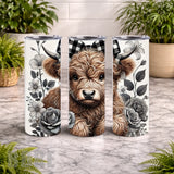 Floral Highland Cow 15 20 OZ Wrap Mockup