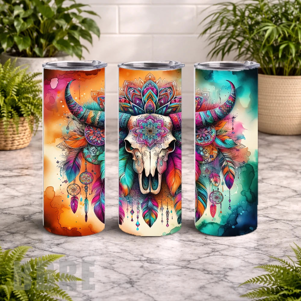 Colorful Skull 2 20 OZ Wrap Mockup