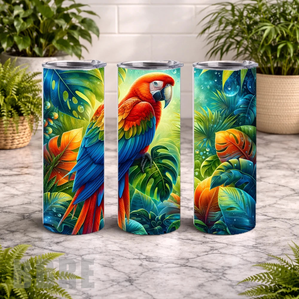 Tropical Parrot 3 20 OZ Wrap Mockup