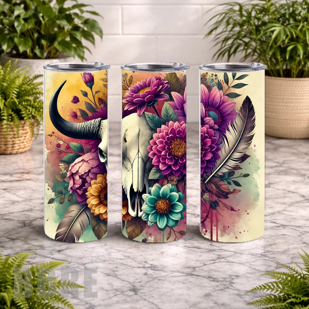 Floral Skull 26 20 OZ Wrap Mockup