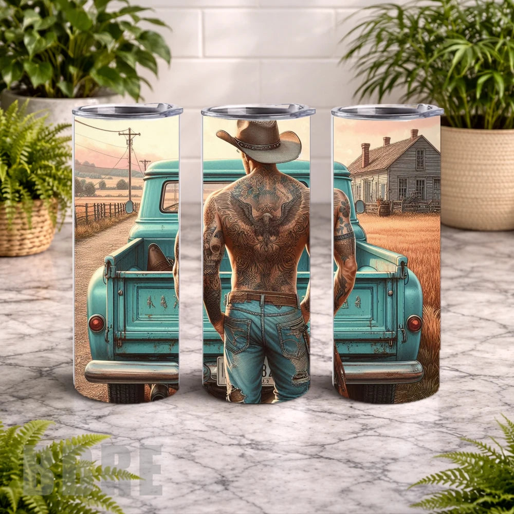 Cowboy Tumbler 20 OZ Wrap Mockup