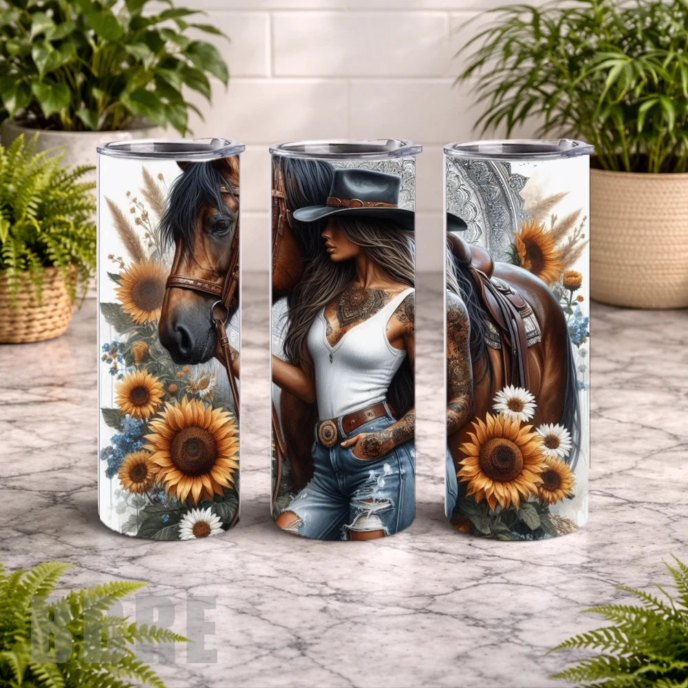 Sunflower Cowgirl 20 OZ Wrap Mockup