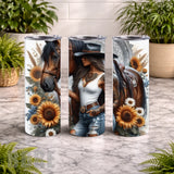 Sunflower Cowgirl 20 OZ Wrap Mockup