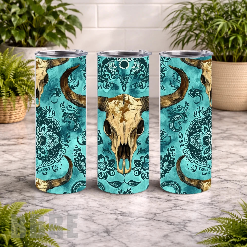 Bull Skull 4 20 OZ Wrap Mockup