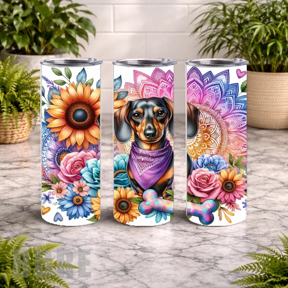 Floral Dachshund 20 OZ Wrap Mockup