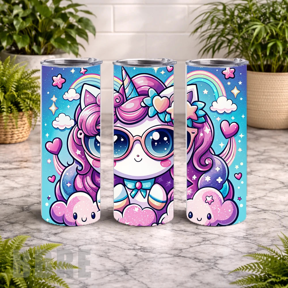 Kawaii Unicorn 20 OZ Wrap Mockup