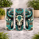 Tribal Bull Skull 20 OZ Wrap Mockup