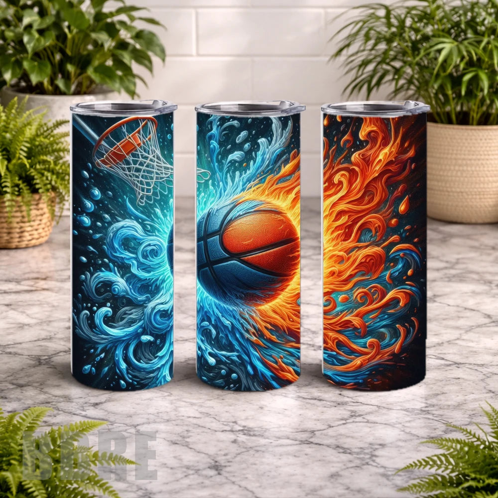 Fire Ice Basketball 20 OZ Wrap Mockup