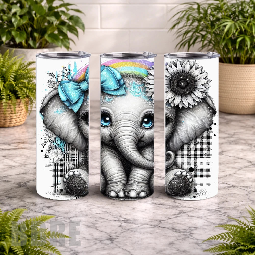 Cute Elephant 2 20 OZ Wrap Mockup