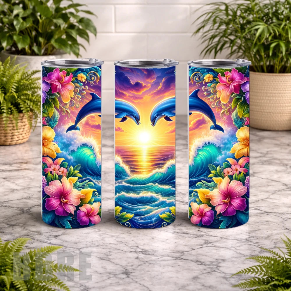 Dolphin Sunset 5 20 OZ Wrap Mockup