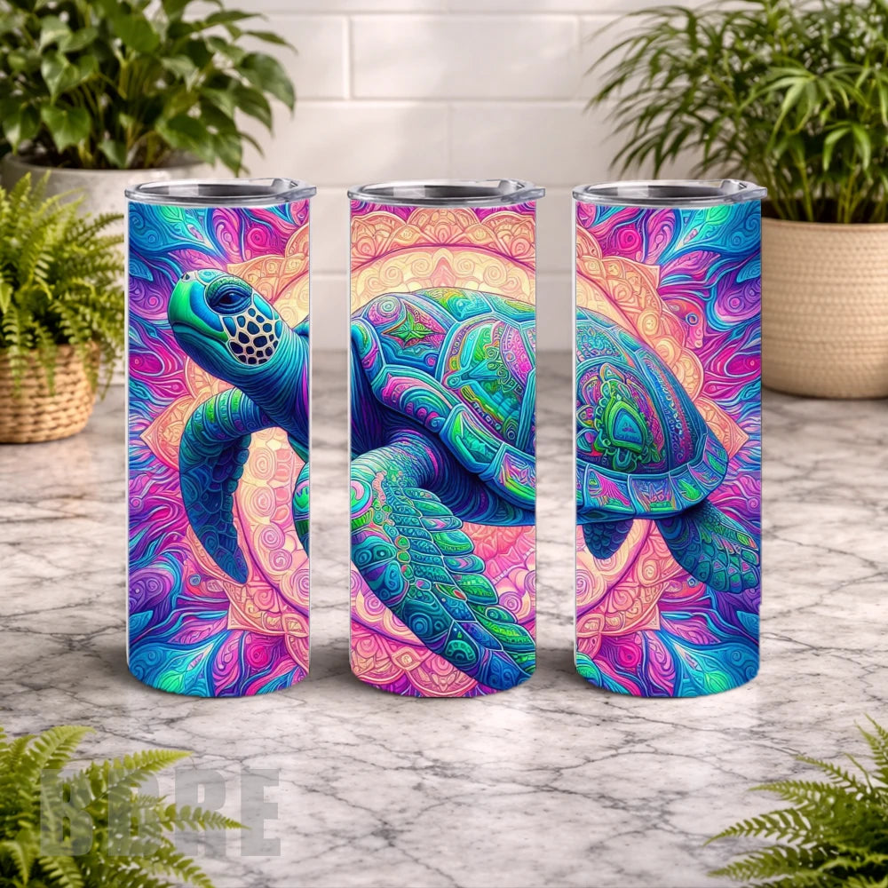 Colorful Turtle 12 20 OZ Wrap Mockup