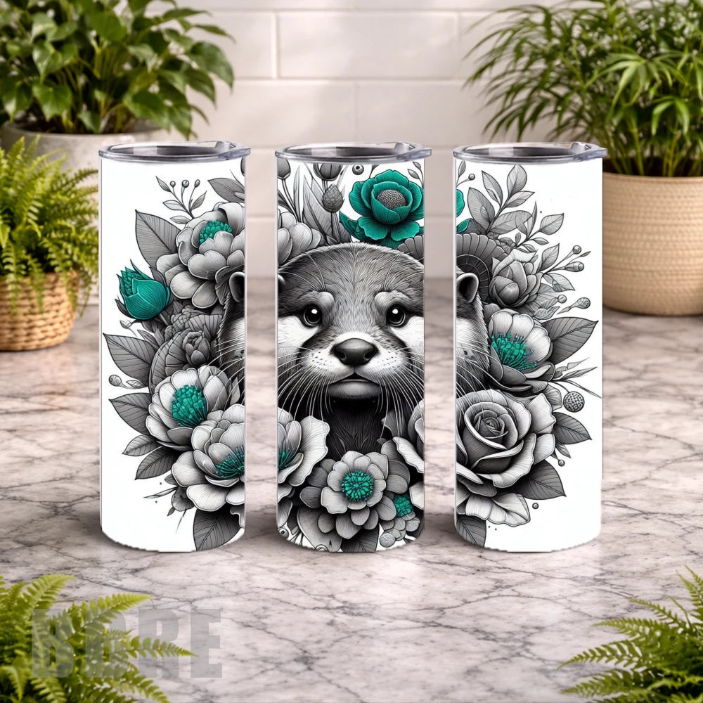 Otter Floral 20 OZ Wrap Mockup