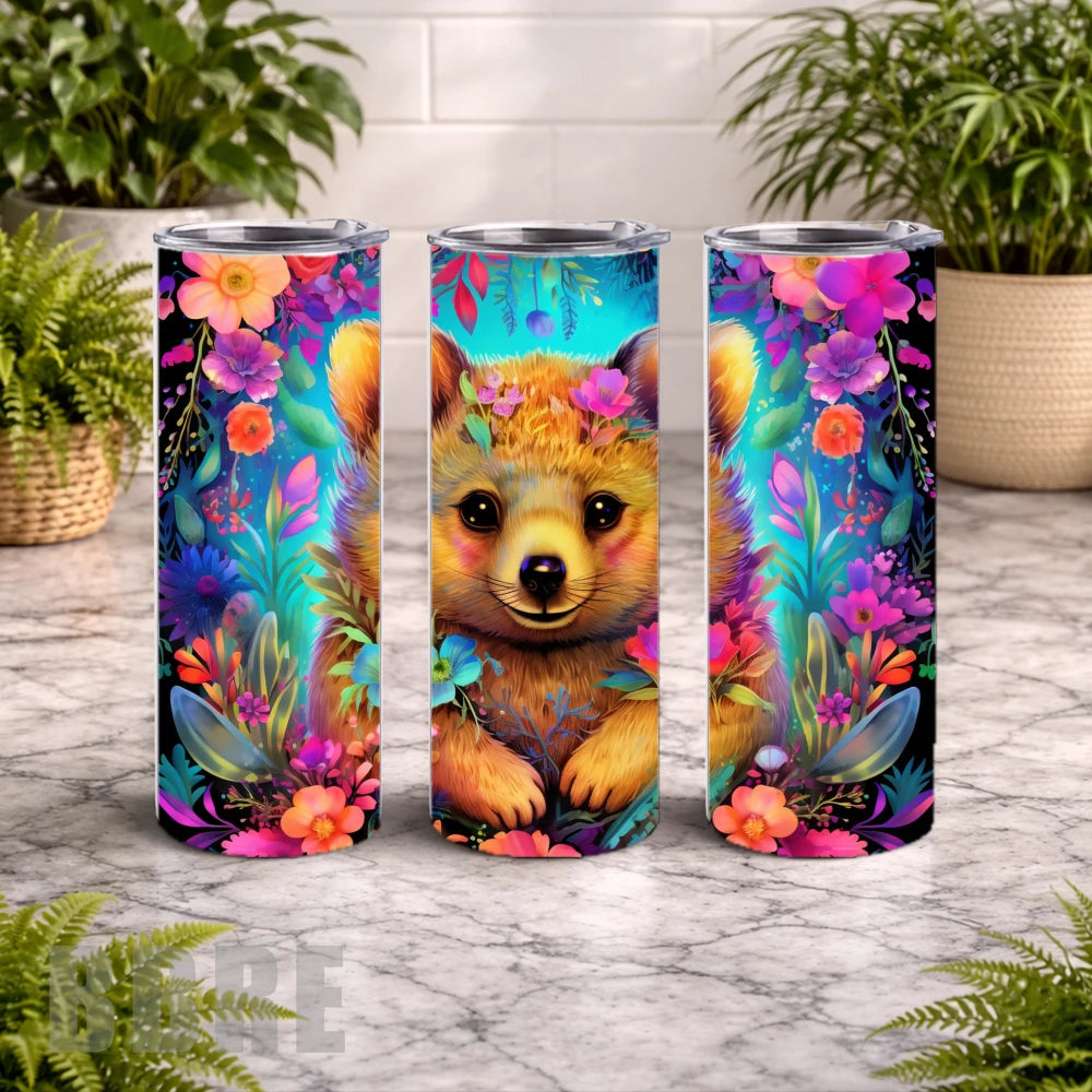 Floral Bear 2 20 OZ Wrap Mockup