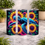 Turtle Sunflowers 20 OZ Wrap Mockup