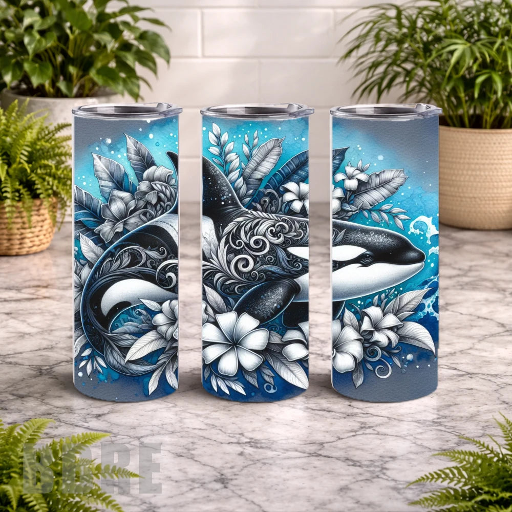 Orca Floral 20 OZ Wrap Mockup