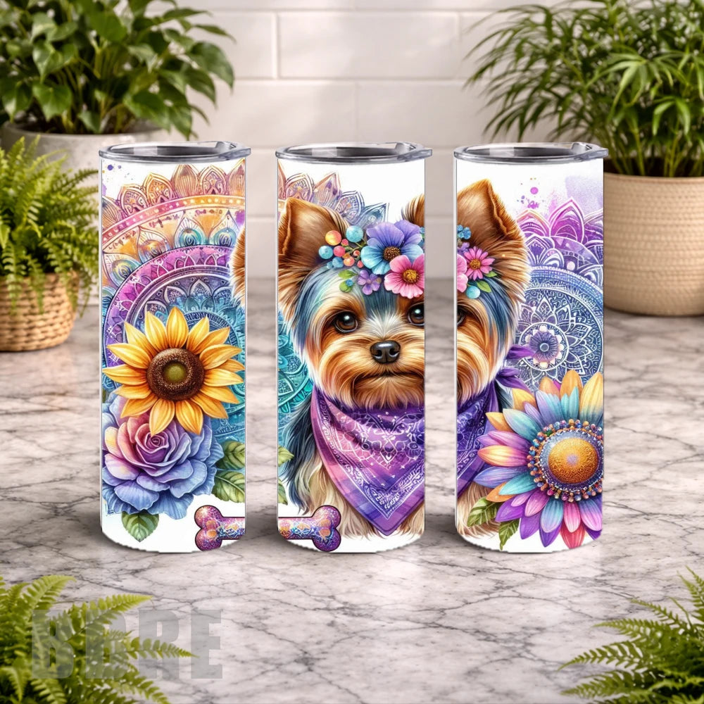 Floral Pup 3 20 OZ Wrap Mockup