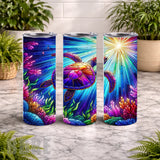 Colorful Sea Turtle 4 20 OZ Wrap Mockup