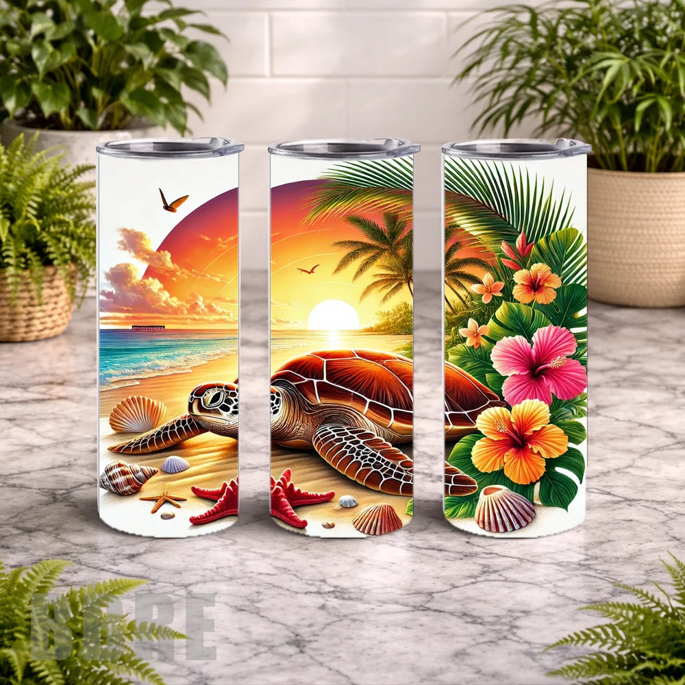 Tropical Turtle 20 20 OZ Wrap Mockup