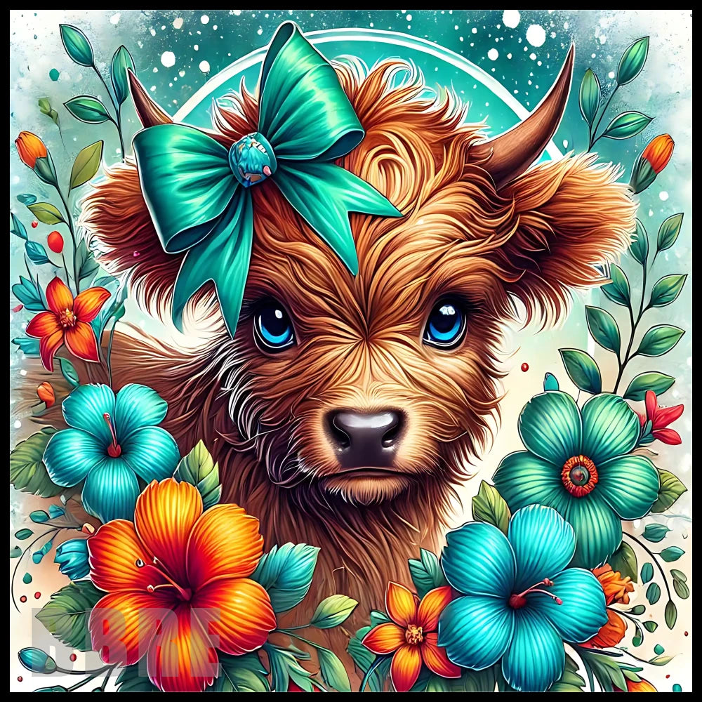 Floral Highland Cow 18 20 OZ Sublimation Wrap