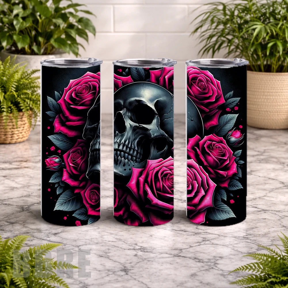 Skull Roses 3 20 OZ Wrap Mockup