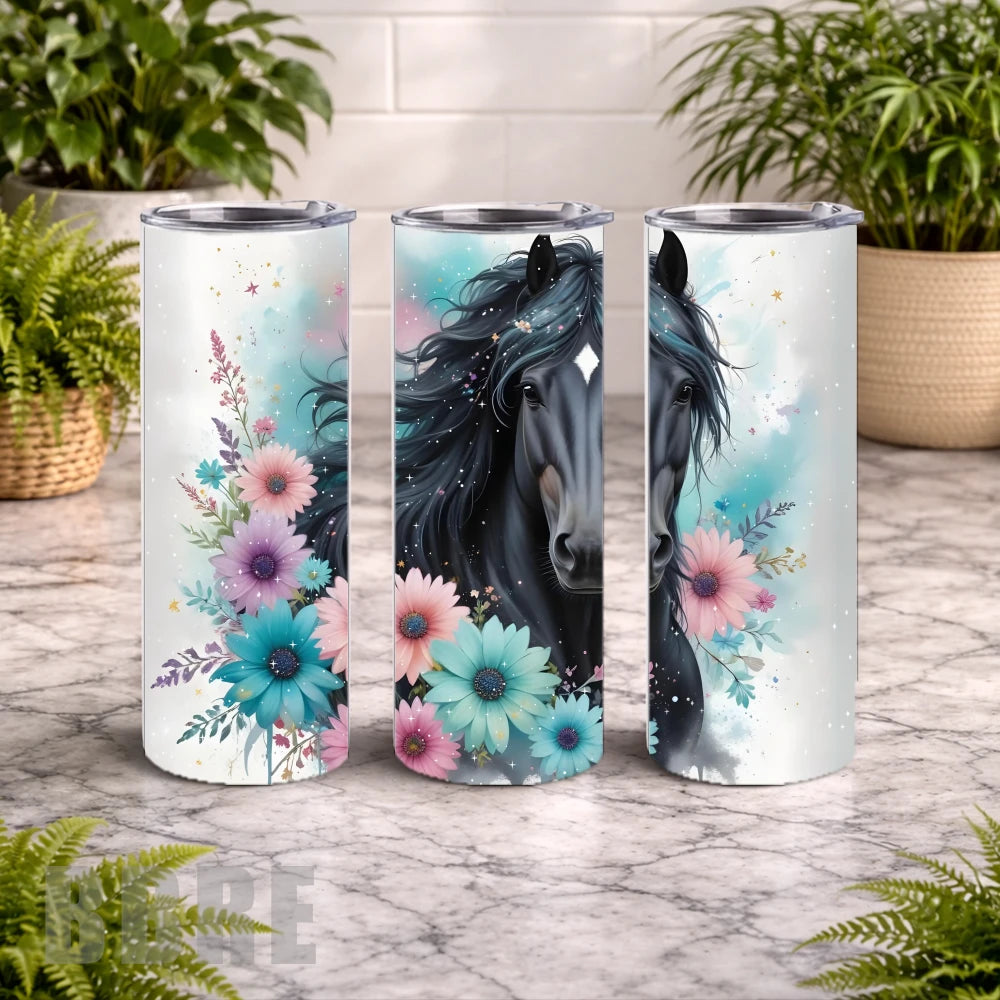 Floral Horse 19 20 OZ Wrap Mockup