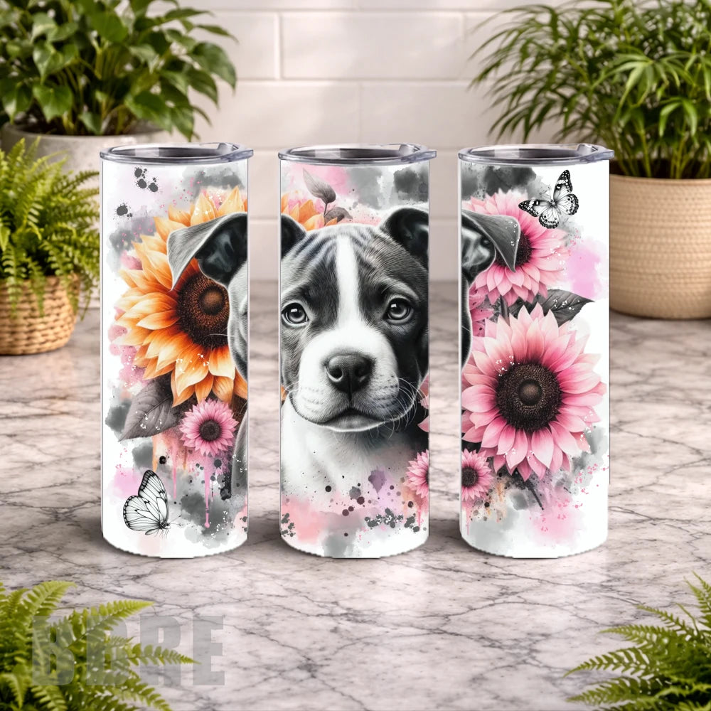 Floral Puppy 4 20 OZ Wrap Mockup