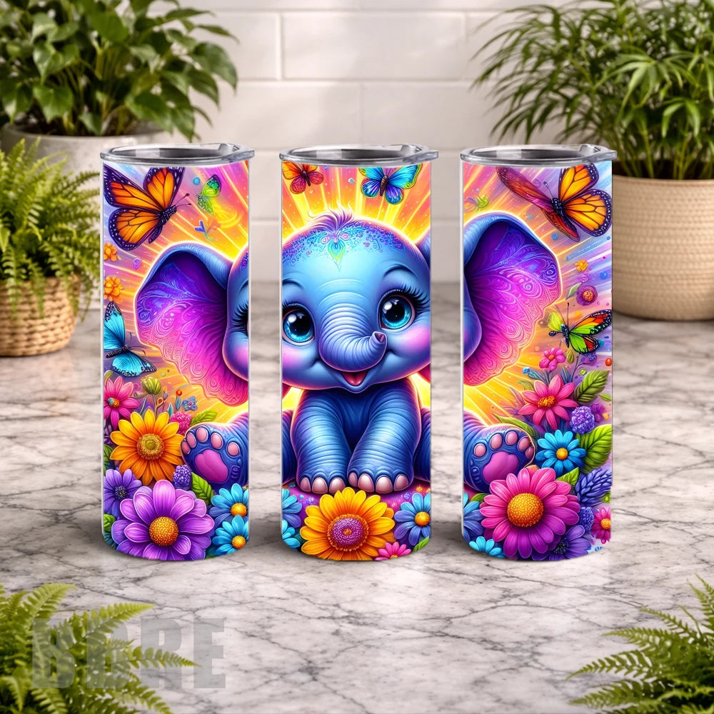 Colorful Elephant 8 20 OZ Wrap Mockup
