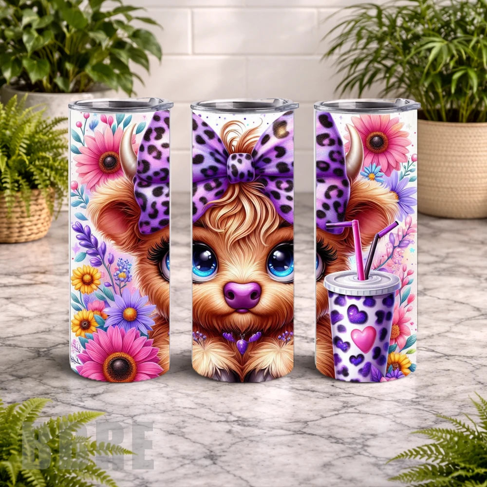 Cute Highland Cow 8 20 OZ Wrap Mockup