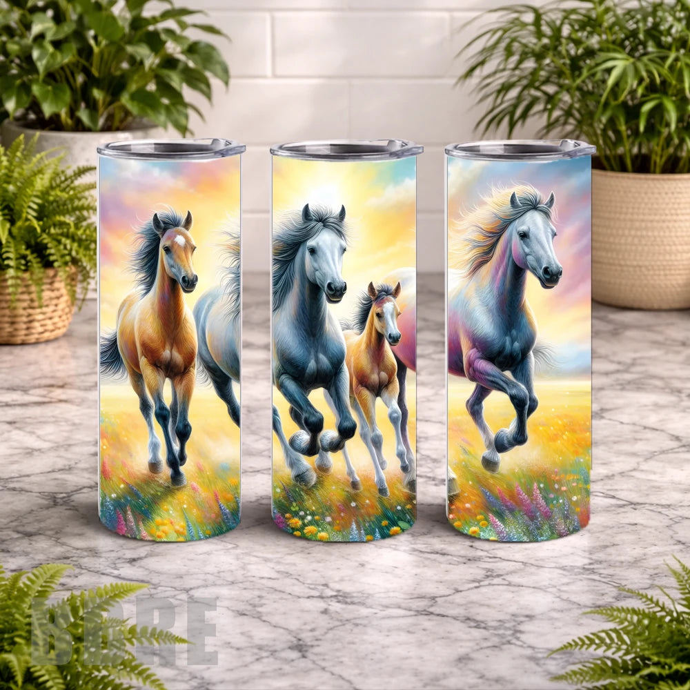 Galloping Horses 4 20 OZ Wrap Mockup