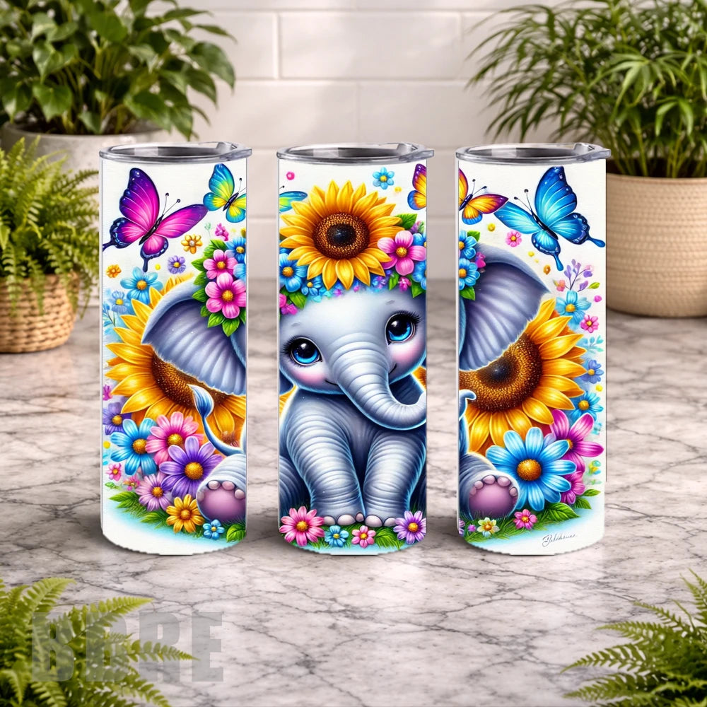 Floral Elephant 7 20 OZ Wrap Mockup