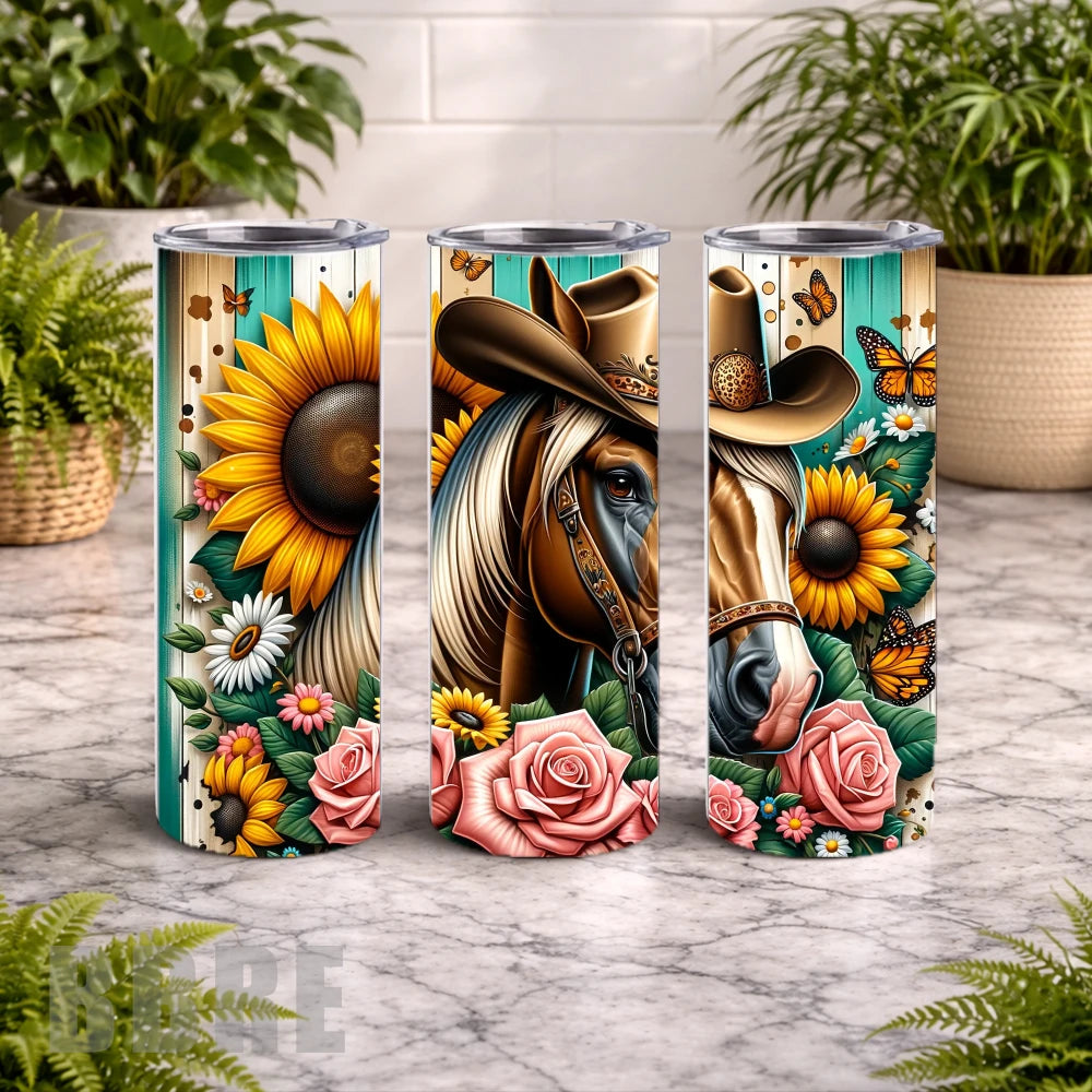 Sunflower Horse 6 20 OZ Wrap Mockup