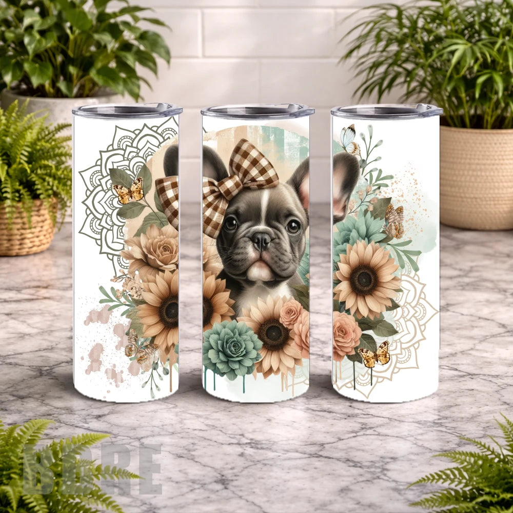 Floral Frenchie 2 20 OZ Wrap Mockup