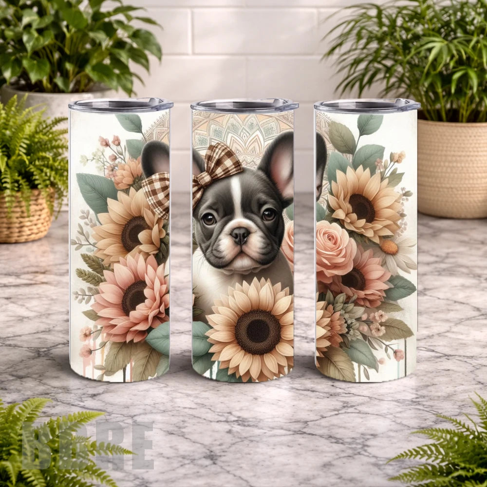 Floral Frenchie 3 20 OZ Wrap Mockup