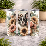 Floral Frenchie 3 20 OZ Wrap Mockup