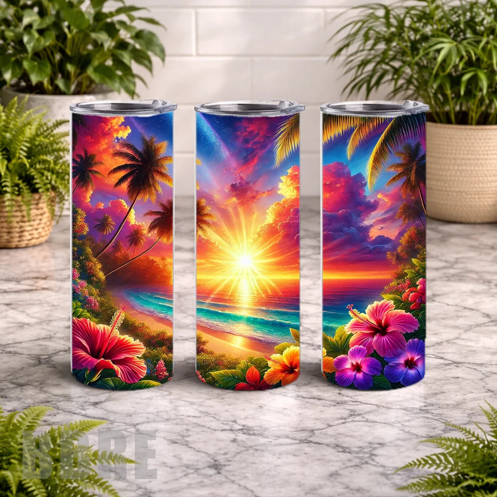 Tropical Sunset 5 20 OZ Wrap Mockup
