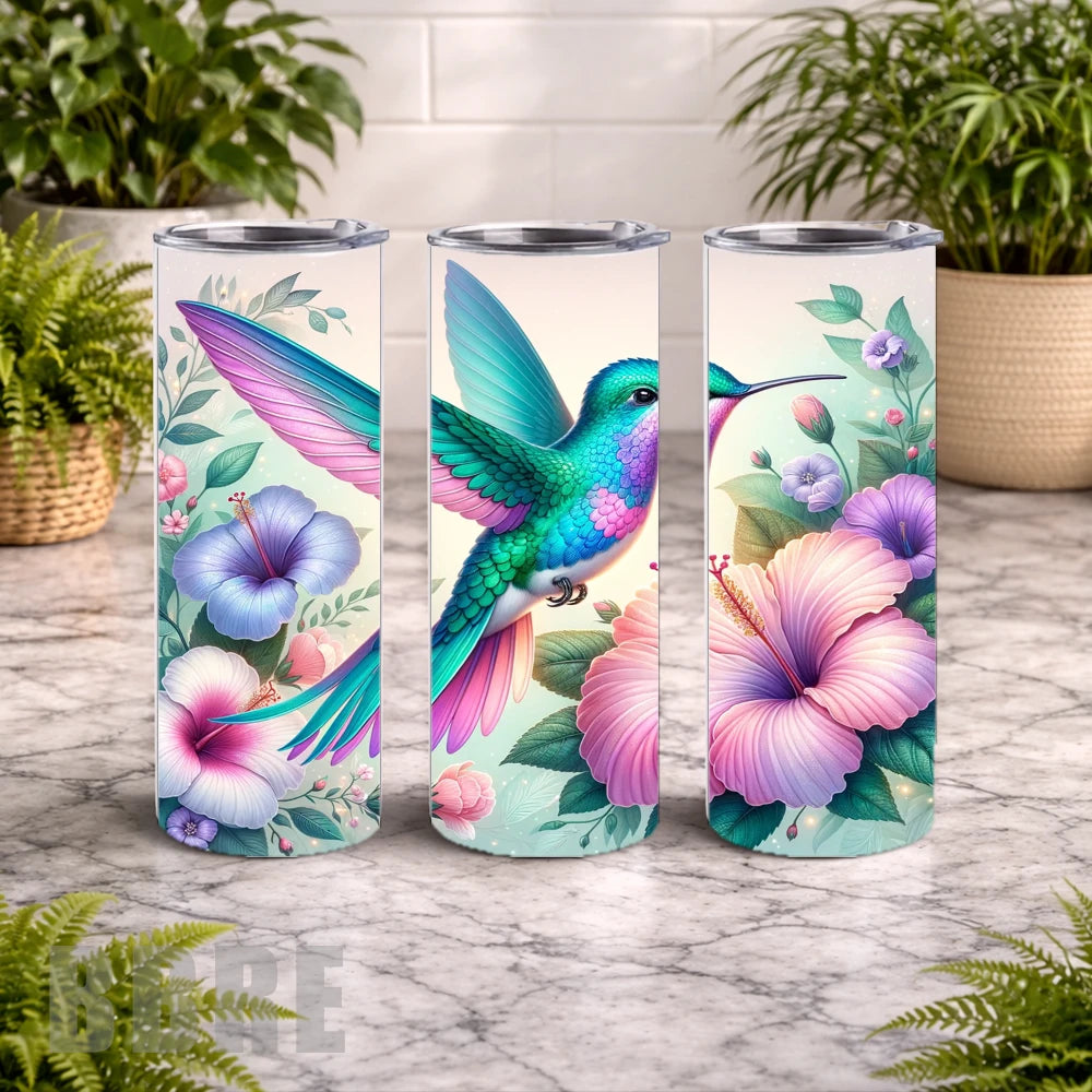 Hummingbird Floral 3 20 OZ Wrap Mockup