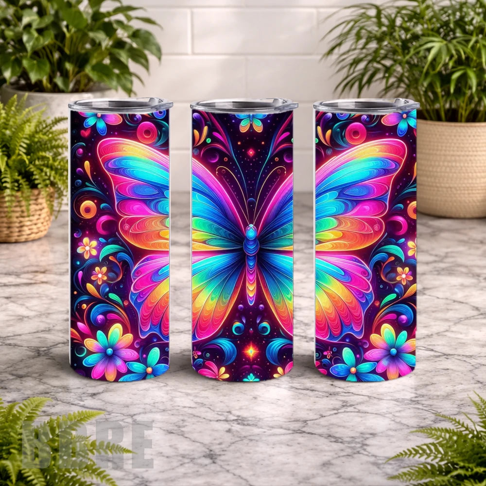 Colorful Butterfly 10 20 OZ Wrap Mockup