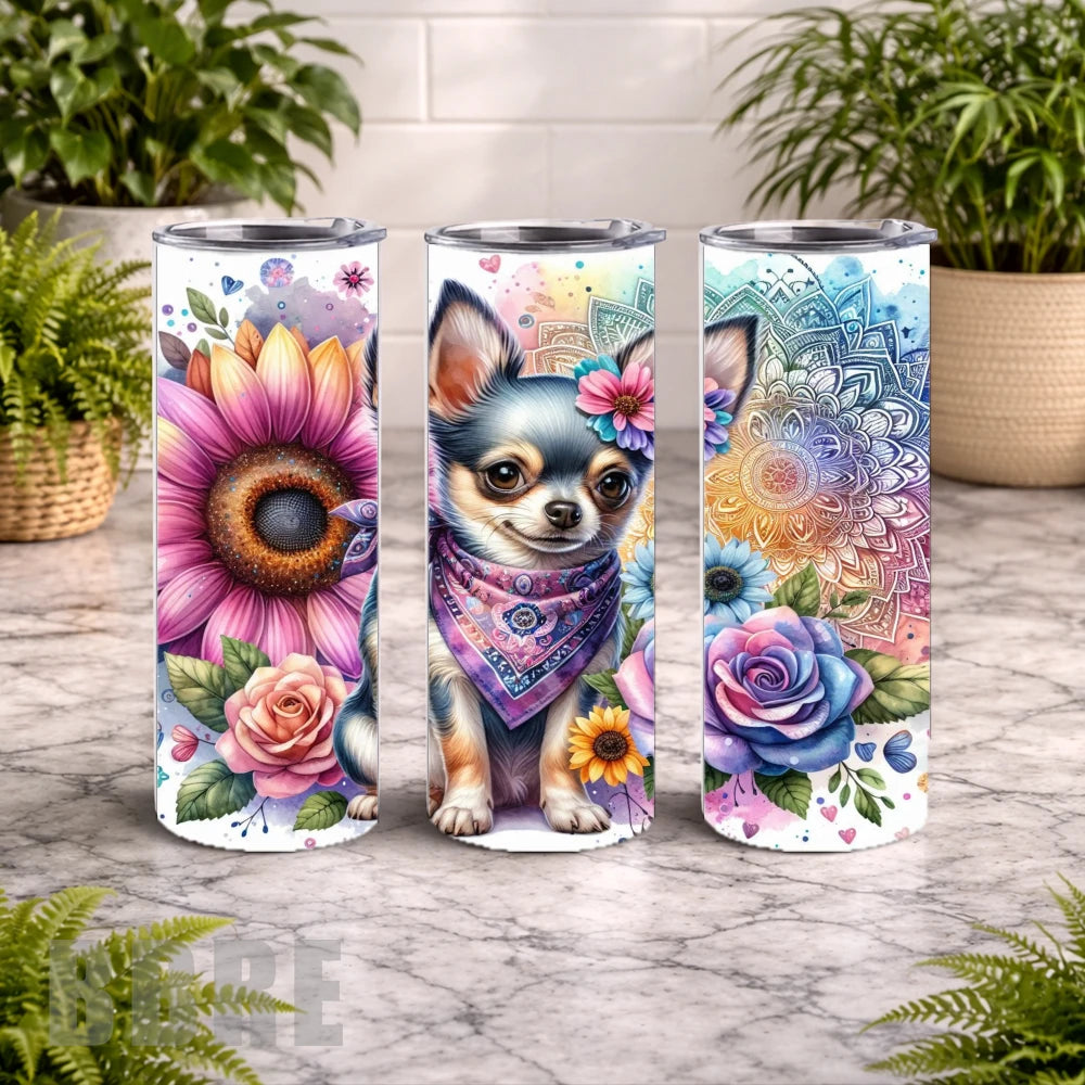 Floral Chihuahua 20 OZ Wrap Mockup